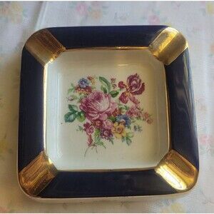 Otco Made in Italy Ashtray, Vintage Ashtray, Blue and White Ashtray, Cottagecore